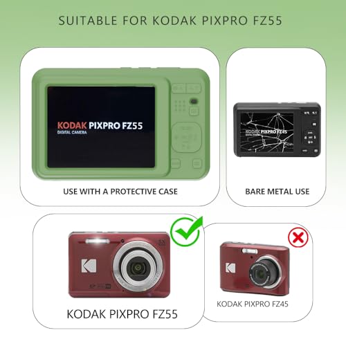 Image of Case for Kodak PIXPRO FZ55,FZ55 accessories,Soft Silicone Protective Case,Comes with 2 Screen Protectors and 1 Wrist Strap - Matcha green