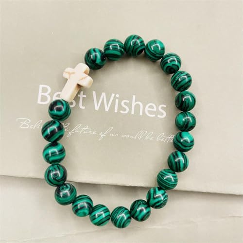 Christian Bracelet Cross Beaded Bracelets Jewelry Natural Healing Stone Inspirational Faith God Stretch Bracelet Religious Jewelry for Women Men3