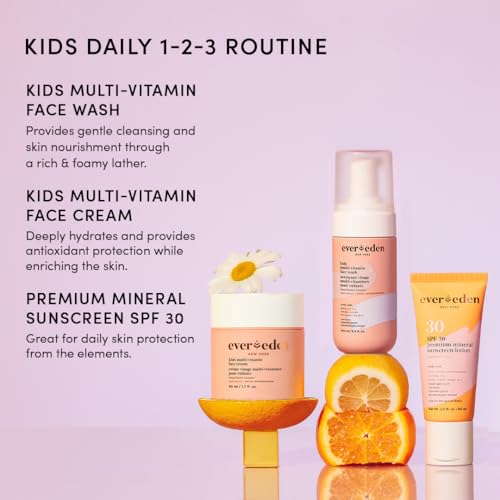 Evereden-Kids-Daily-1-2-3-Routine-Bundle-Clean-Vegan-Skin-Care-Set-Hydrating-Nourishing-Tween-Skincare-Set-with-Multi-Vitamin-Face-Wash-Face-Cream-Lotion-SPF-30-Mineral-Sunscreen-Melon