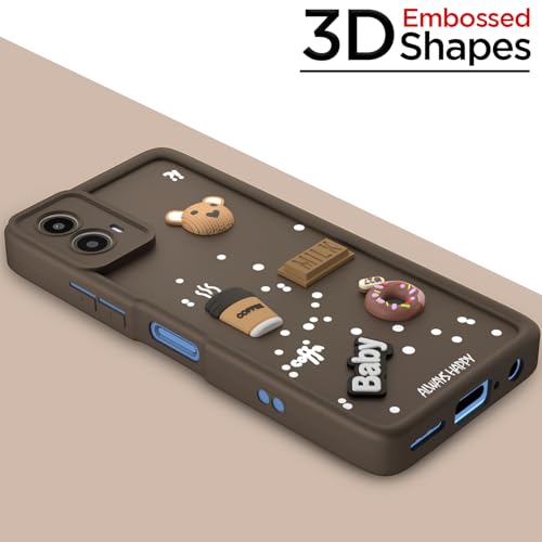 Image of Amazon Basic Back Cover for Moto G34 / G45 5G | Cute Fun Cartoon 3D Bear Silicone Full Body Protection Bumper Cover (Brown)