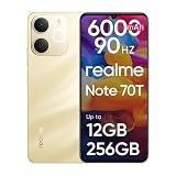 realme Note 70T Smartphone con Batteria da 6000mAh, Cellulari Sbloccato Fino a 12GB RAM Dinamica + 256GB ROM, 90Hz HD Display e Octa-Core, Protezione ArmorShell™, 300% Ultra Volume, NEXT AI, Oro