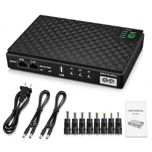 Image of INVERCRIGIL Mini UPS Battery Backup for Routers, Built-in 10400mAh Rechargeable Surge Protector with POE, Output USB 5V/2A DC 5V/9V/12V 2A for Modem, Security Camera, Smartphones (DC1036)