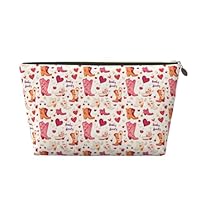 Heart Cowboy Boots Print Makeup Bag, Cosmetic Travel Toiletry Bag for Women, Cute Leather Makeup Pouch Organizer