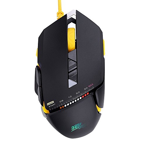 Computer Programmable Ergonomic Gaming Mouse - Hcman USB LED Backlit Laser 3000 DPI 7 Buttons Laptop Mouse with 5 Adjustable levels Omron Switches for PC Mac (Black)