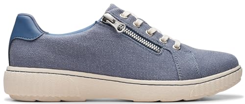 Clarks Clarks Women's Caroline Echo Canvas Side Zip Fashion Sneaker, Denim Textile, 11 Wide