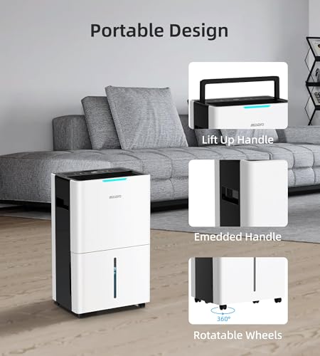 5000 Sq. Ft Dehumidifier, Max 52 Pint/Day Dehumidifiers for Home with Drain Hose, 3 Modes, Child Lock, 24H Timer, Auto Defrost, for Basement, Bedroom, Rv, Large Room, Closet, Garage