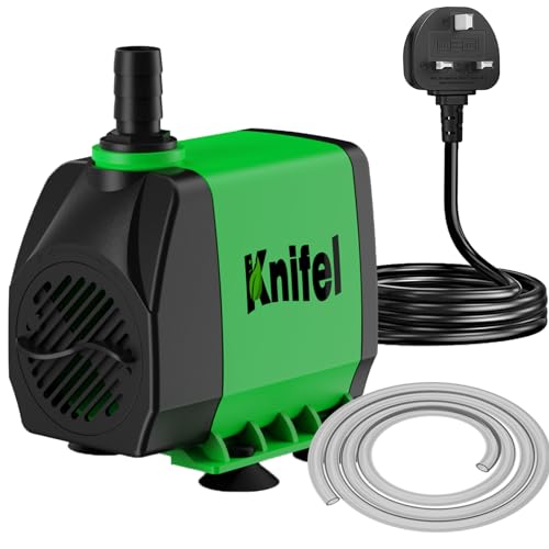 Knifel Submersible Pump 3000L/H 60W Dry Burning Protection with Ultra Quiet Design 3m High Lift for Fountains Hydroponics Ponds Aquariums & More