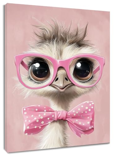 Poster Autruche Mignonne 40x50cm avec Cadre en Bois Décoration Murale