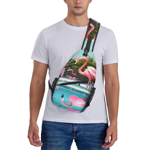 Mochila tipo bandolera unisex con estampado flamingo y piscinas miniatura 7
