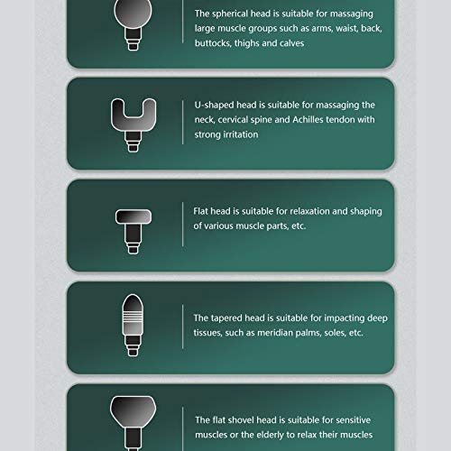 Massageador de tecidos profundos, pistola de massagem muscular de 32 velocidades, 5 cabeças de massa