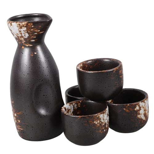 Alipis 1 Set Set Sake Jug Set Cup Pot Straw Vintage Sake Kettle Retro Sake Kettle Traditional Sake Kettle Sake Kettle Dark Brown Ceramics