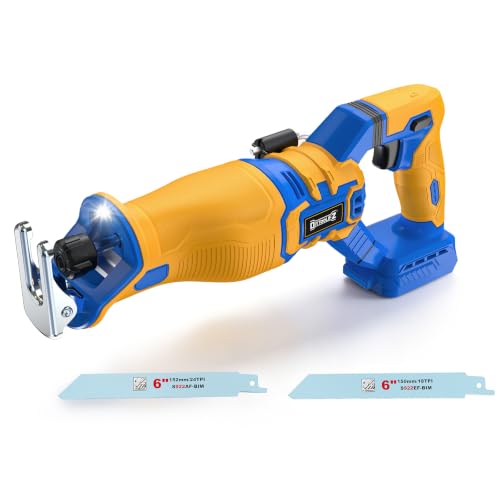 Image of Cordless Reciprocating Saw Compatible with Dewalt 20V Battery, 1-1 /8 inch Stroke Brushless Motor & Anti-Vibration Deliver Stable 3000 SPM, 2 Blades for Wood, Metal & PVC (Tool Only)