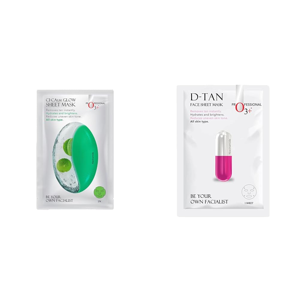 O3+ Ci-Calm Glow Sheet Mask & O3+ Facialist Dtan Face Sheet Mask With Niacinamide reduced dark spots, acne scars, and discoloration while giving ultimate brightening (30g)-image-10