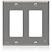 Leviton 84409-A40 Disinfectant Treated Decora Wallplate, 2 Gang, Standard Size, Powder Coated Stainless Steel