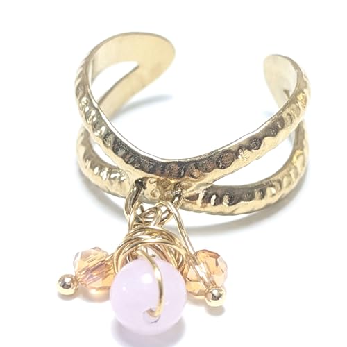 Bague Kunzite rose et acier doré pour sublimer vos tenues d'été