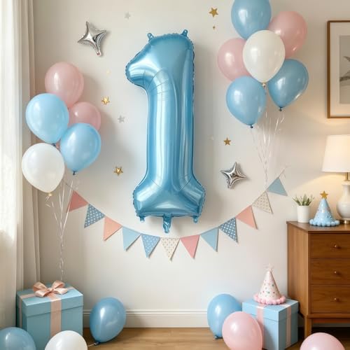 Image of Pastel Blue 3 Balloon Number, Light Blue 3 Balloons for Birthday Party | Number 3 Balloon,40 Inch,Pastel Blue,Helium-fillable,3 Foil Mylar Balloons,for Birthday Party Anniversary Decorations