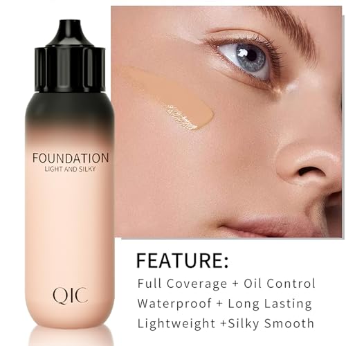 Preocea Liquid Foundation, QIC Full Coverage Soft Matte Foundation, 24HR Long Lasting Face Foundation, Moisturizing Waterproof Makeup Foundation for Women, 30g, M01 Ivory - Image 5