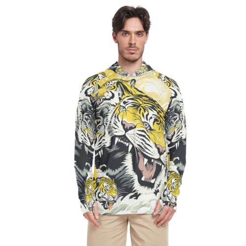 Rash Guard Homme Anti-UV Col Rond T-Shirt Manches Longues Contre les Coups de Soleil Pêche