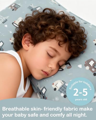 Image of ALVABABY Toddler Pillowcases 2 Pack Organic Cotton Fit 13 inchx 18 inch or 12 inchx16 inch Kids Pillow Cover Envelope for Girl Boy Travel(Pillowcase Only)