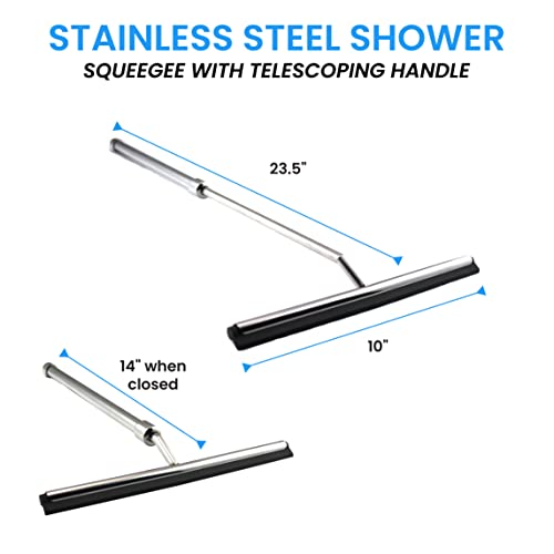 Grand Fusion Universal Telescoping 23’’ Bathroom, Window And Shower Squeegee, All-Purpose Stainless Steel Ceramic Tile And Window Cleaner, Squeegee Cleaner For Any Surface #TOP1