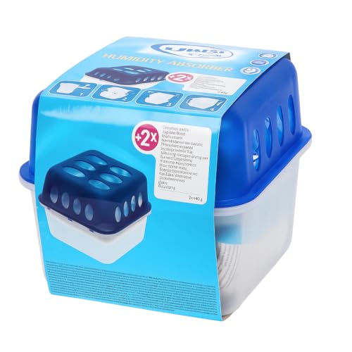 Absorbente de humedad 2 x 400 g – Deshumidificador recargable con gránulos antimoho | Sin corriente, reutilizable, ideal para casa, baño, caravana, sótano hasta 100 m²
