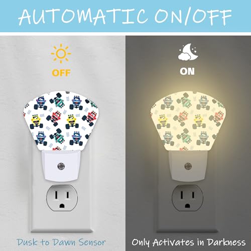 Image of Night Light Cute Monster Truck Plug-in LED Dusk-to-Dawn Sensor Soft Night Lamp,Suitable for Home Bedroom Bathroom Hallway Stairs