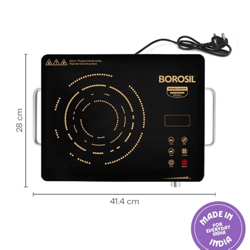 Image of Borosil 2200W Smart Kook Infrared Induction | Digital Display with Touch Buttons | Glass Crystallite Plate | 8 Preset Modes | Auto Cooling Fan | 1 Year Warranty | Made in India