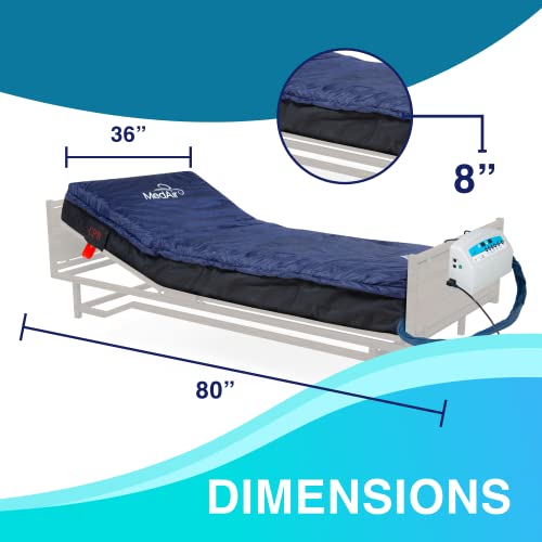 Medical Medair Low Air Loss Mattress Replacement System With Alarm, 8" With Quilted Cover Fully Digital With Remote Control, Firm Option, Blue Color. #TOP4