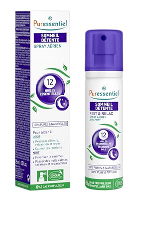 Puressentiel - Sueño - Spray Aéreo Sueño con 12 Aceites Esenciales - Proporciona relajación y serenidad - 75 ml, El embalaje puede variar