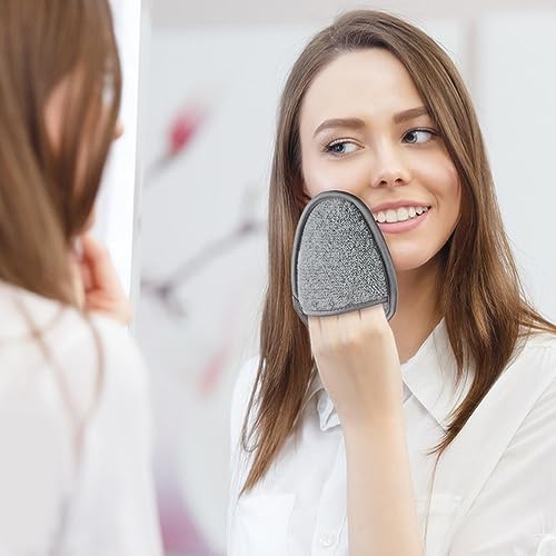 KinHwa Makeup Entferner Pads Wiederverwendbare Abschminkpads Waschbar Bambus Mikrofaser Abschminkpads Gesicht Superweich Gesichtsreinigungs Pads Mit Wäschebeutel Hellgrau 12Stück