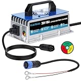 Lithium Battery Charger 36 Volt/43.8V 18A for 36V (38.4V) LiFePO4 Battery 0V Wake Up 36V Lifepo4 Battery Charger, IP67 Waterproof, for Golf Cart, Forklift, Trolling Motor, Boat, Car, RV, Lawn Mower