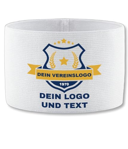 JAKO Kapitänsbinde - Foto Bild - Vereinslogo selber gestalten - Team Party eigenes Logo bedrucken - 27 x 8 5 cm - Weiß - fussball armbinde personalisieren oberarmbinde wunschtext custom druck