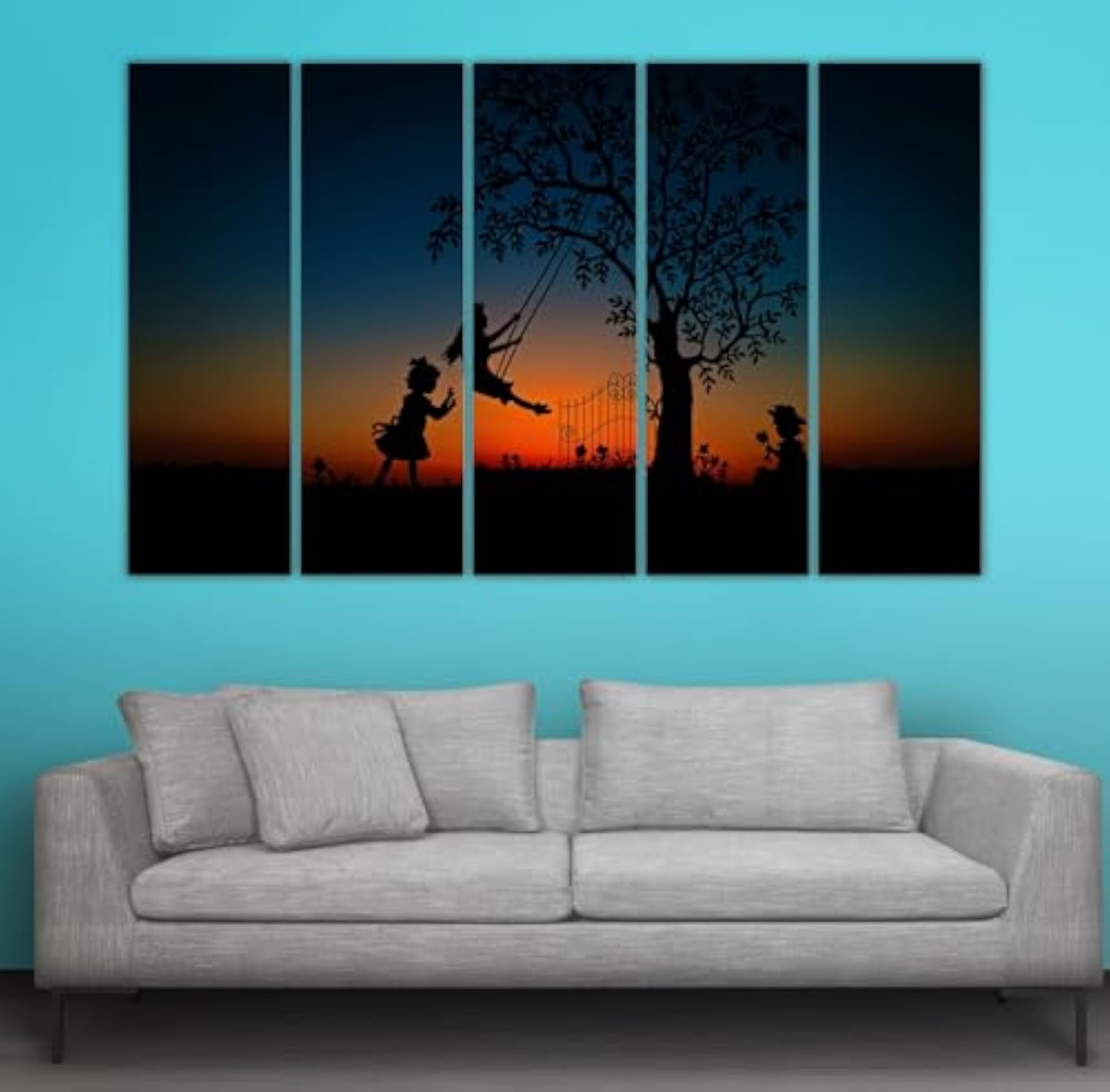 Children Playing Canvas Multiple Frames Painting Set of 5