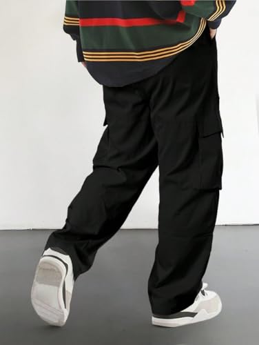 ZAFUL Men's Wild Cargo Pants Loose Fit Y2K Pants Drawstring Casual Hiking Pants Pocket Zipper Design Straight Trousers2