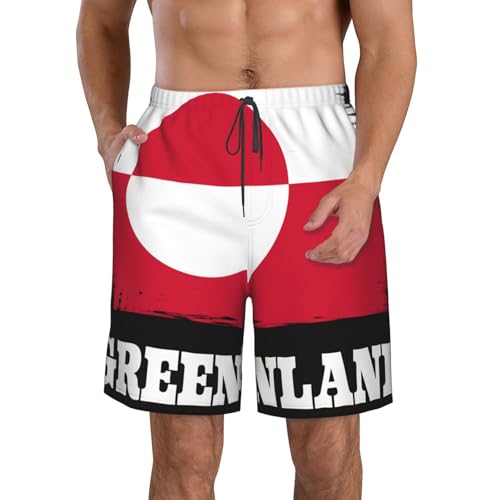Novelty Greenlander Greenland Flag Men's Beach Shorts Quick Dry Funny Stylish Swimwear