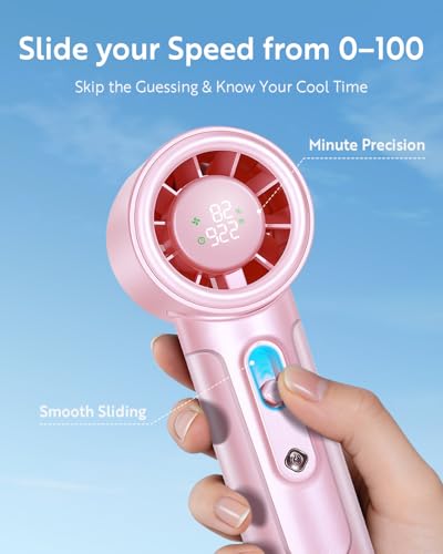 Image of Handheld Portable Fan, Adjustable Speed Powerful Mini Personal Fan, Rechargeable 5000mAh Battery Up to 18 Hours Runtime, Pocket Turbo Fan with Smart LED Display for Travel, Office, Outdoor