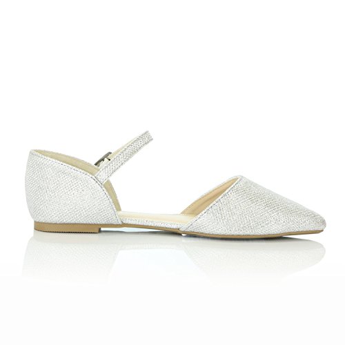 DailyShoes Women's Pointy Toe Flats D'Orsay Buckle Ankle Strap Casual Comfort Ballerina Ballet Flat Shoes - Image 4