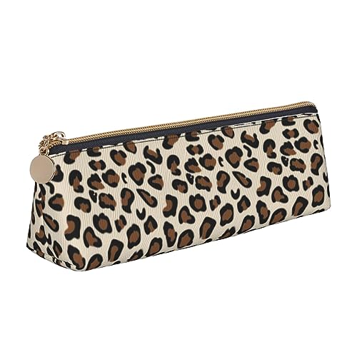Leather Pen and Pencil Leopard Print Case, Cute Slim Pen Case, Cute Stationery Bag, Portable Cosmetic Bag, Zipper Bag.