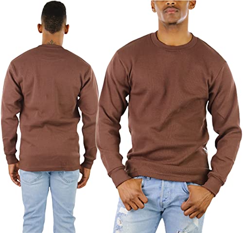 ToBeInStyle Men's Heavy or Medium Weight Premium Waffle Thermal Long Sleeve Crewneck Shirt2