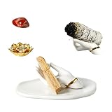 Handmade mudras Palo Santo Holder, Ceramic Incense Holder for Palo Santo Sticks and Sage Sticks, Red
