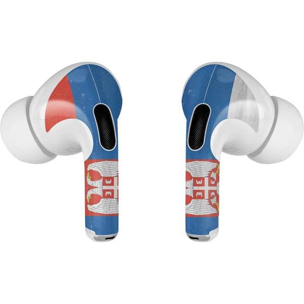 Skinit Decal Audio Skin Compatible with Apple AirPods Pro (2rd Gen, 2022) - Skinit Originally Designed Serbia Flag Distressed Design