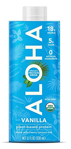 ALOHA Organic Plant Based Vanilla Protein Shake with MCT Oil (12 Count, 11oz) 18g Protein, Low Sugar - //coolthings.us