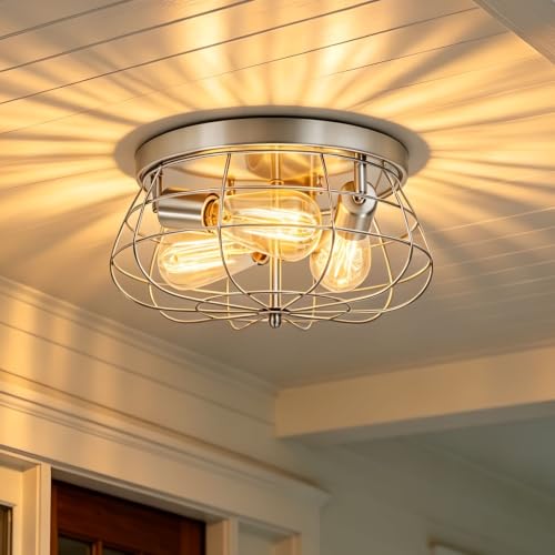 foucasal Brushed Nickel Farmhouse Metal Cage Ceiling Light 12 - image 1
