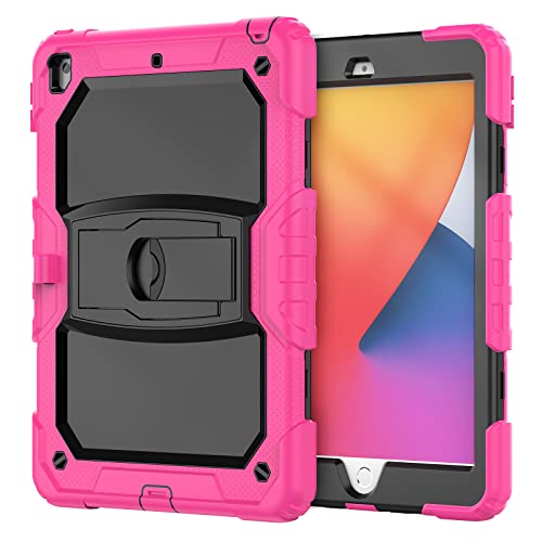 IPad mini6 with Support, Durable Hybrid Shock Resistant Silicone Protective Case for 3 Layers for Kids (Pink)