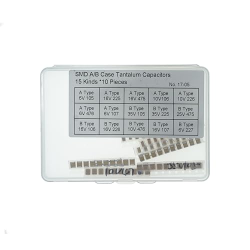 15 Values x 10 Pieces, Total 150 Pieces,SMD A B Case Tantalum Capacitors Assorted Kit 1uf-220uf