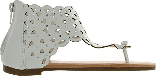 Yokids Karylle-82 Perforated Closed Flat Thong Girls Sandals With Rhinestones2