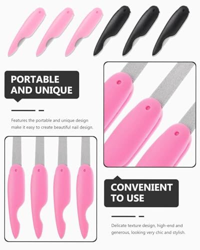 IPNSDON 6 Stück Klappbare Nagelfeile Nagelkunstwerkzeuge Große Nagelfeile Metall Nagelpolierwerkzeug Nagelpolierstreifen Trimmen Nagelfeile (Schwarz Pink)