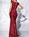 Madam Uniq Formal Dress Sequin Fishtail Sleeveless 1920s Gatsby Cocktail Prom Elegant Maxi Evening Gowns for Women (Wine,S)