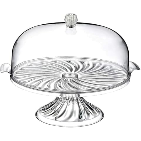 Merwy Large Clear Cake Stand with Dome Cover