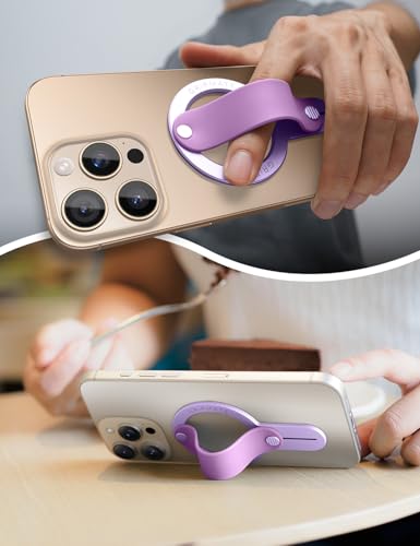 Image of GripMate for MagSafe Phone Grip for iPhone - Magnetic Phone Ring Holder Detachable for iPhone 17 - Comfortable Finger Phone Ring Grip for Apple 16 /15 /14 /13 /12, Purple